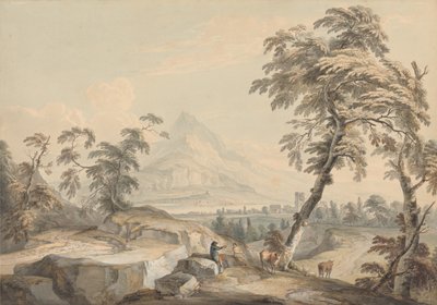 旅行者とイタリアの風景 作： Paul Sandby